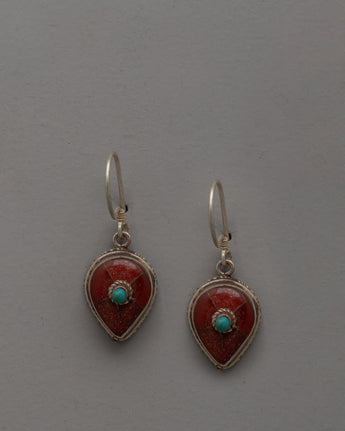 Turquoise and Coral Earrings