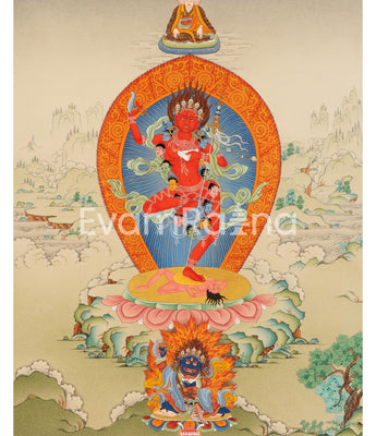 Dakini Vajravarahi Thangka Print | The Goddess of Vajra | Canvas Print for Spiritual Empowerment