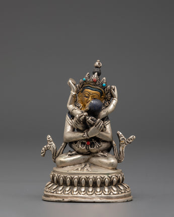 Silver Plated Vajradhara with Consort Statue