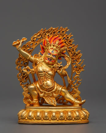 Gold Plated Vajrapani Statue in Copper