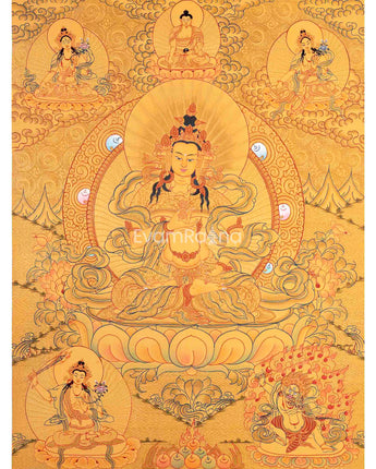 Full Gold Hand-Painted Vajrasattva Thangka
