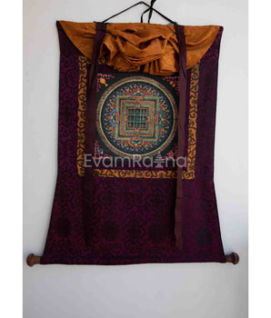 Vintage 8 Auspicious Mandala Thangka With Exquisite Brocade