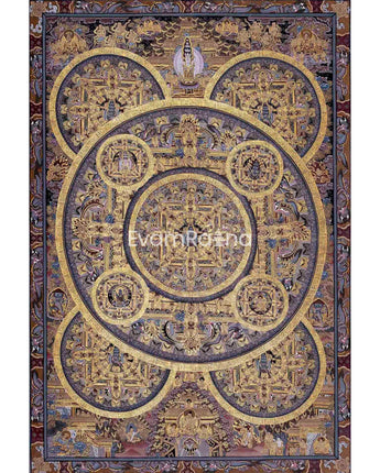 Hand Painted Vintage Heruka Mandala Thangka