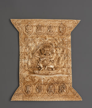 Tibetan Bone Carving Four Armed Mahakala