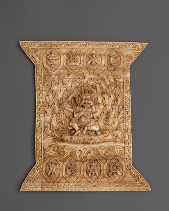 Tibetan Bone Carving Four Armed Mahakala