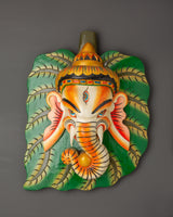 Ganesha leaf wall plaque