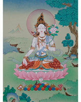 Tibetan White Tara Thangka Painting