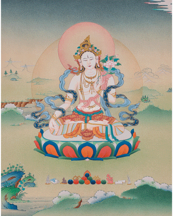White Tara Buddhist Healing Deity Thangka