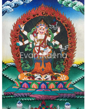 White Six armed Mahakala Thangka