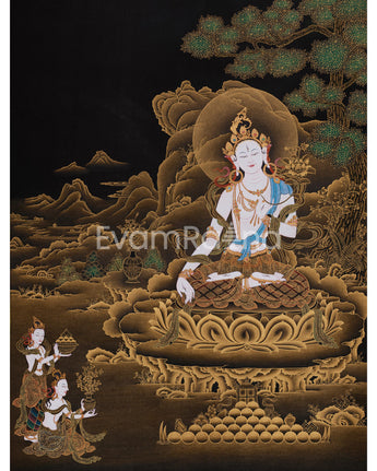 Tibetan Goddess White Tara Thangka