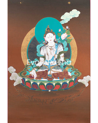 White Tara Thangka Painting for Spiritual Enlightenment