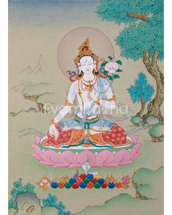 Mini White Tara Thangka