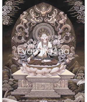High Quality Giclee White Tara Thangka Print | Digital Art
