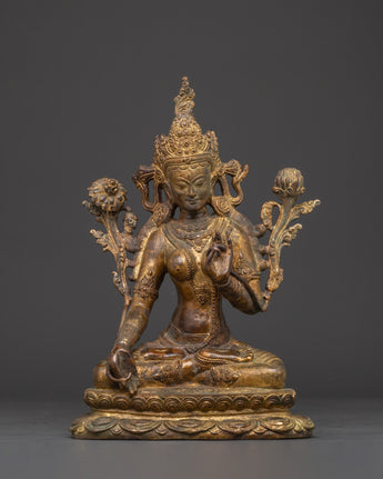 Handcrafted White Tara Brass Statue