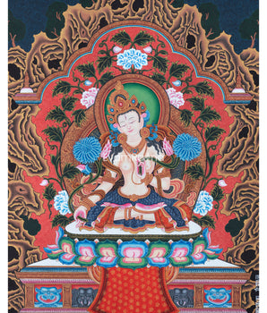 White Tara Buddha Art Print As Spiritual Room Decoration
