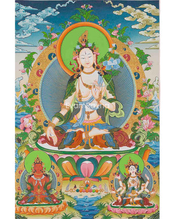 White Tara Thangka Painting