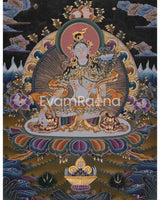 Beautifully Hand-Painted White Tara Thangka: