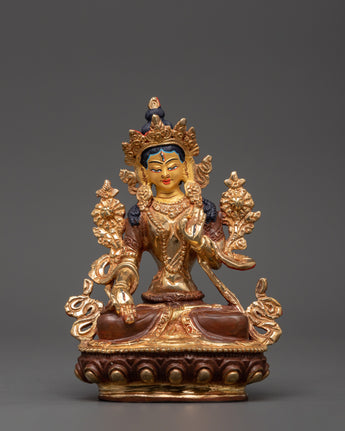 Elegant Gold-Plated White Tara Statue