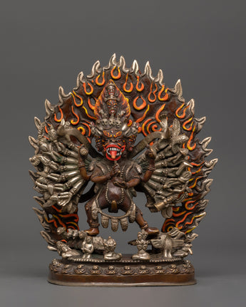 Silver-Plated Yamantaka Statue