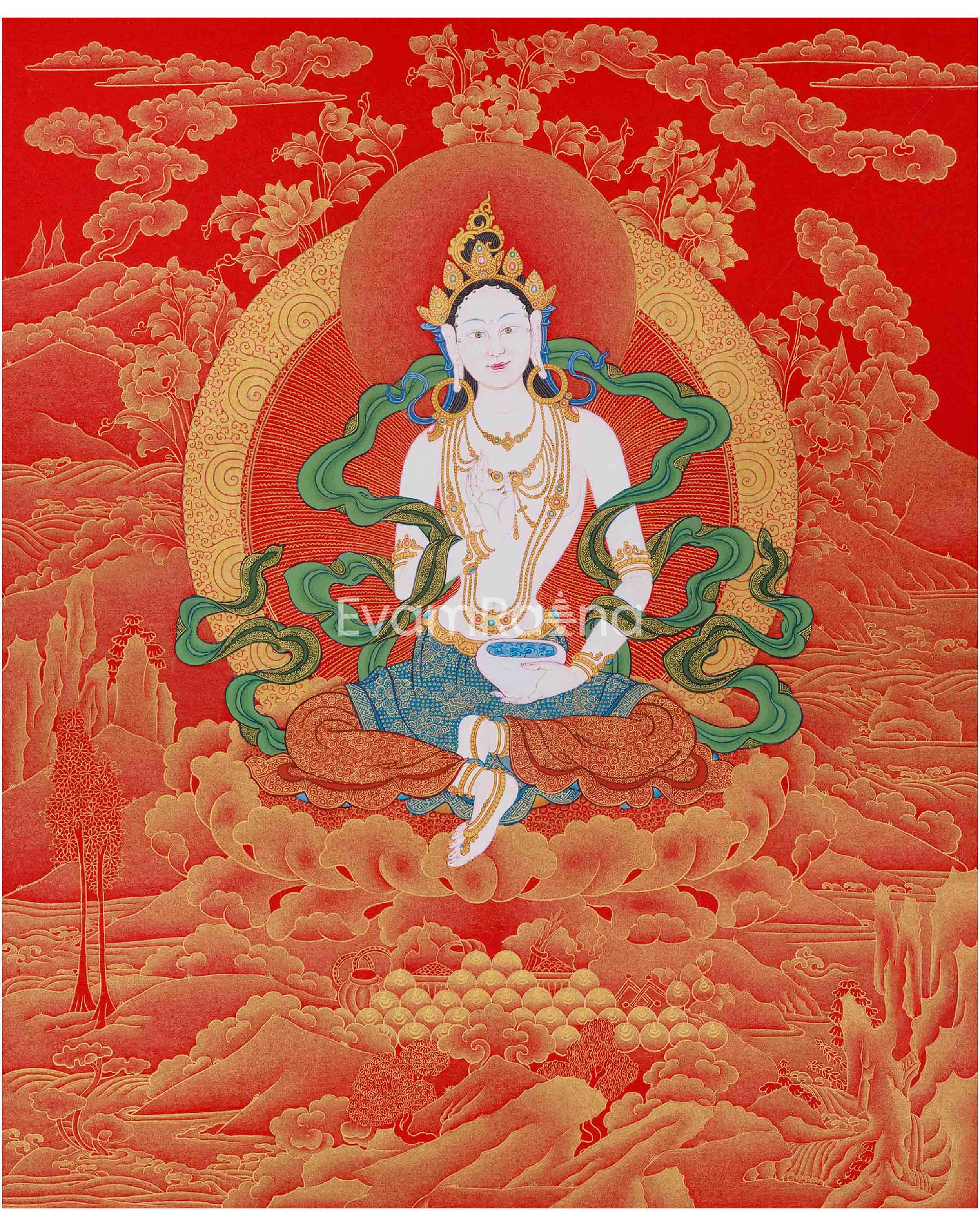 Hand-painted , Dorje Phagmo, Vajravarahi, hot Tantric Female Buddha, Thangka Painting 15 x 20-Inch