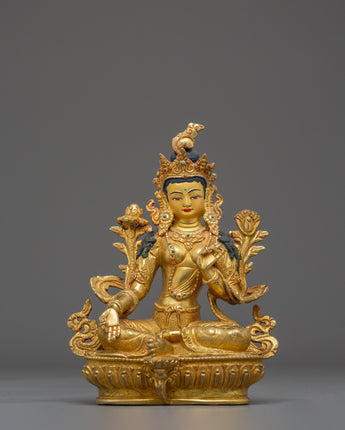 Divine Liberator Green Tara | Gold Gilded Statue