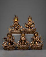 Tibetan Bodhisattva Copper Statue Set