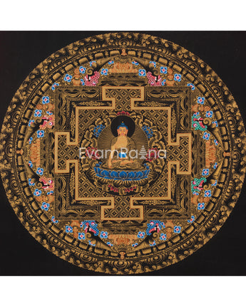 Full 24K Gold Style Shakyamuni Buddha Mandala Thangka