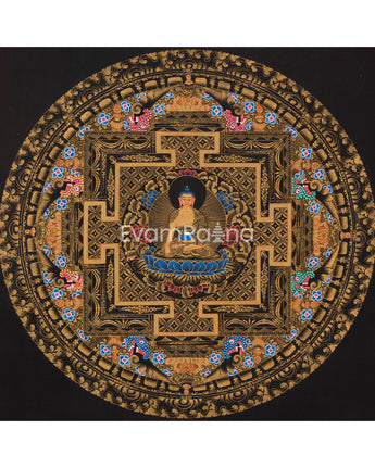 Full 24K Gold Style Shakyamuni Buddha Mandala Thangka