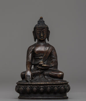 Oxidized copper Shakyamuni Buddha Statue