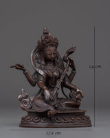 Saraswati Copper Sculpture of the Goddess of Wisdom
