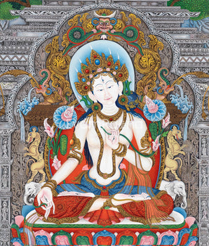 White Tara Thangka Print | Buddhist Art for Decor