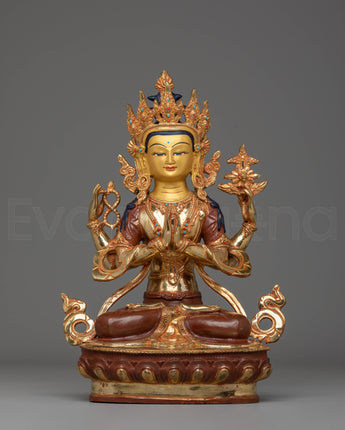 Handcrafted Tibetan Chenrezig Sculpture