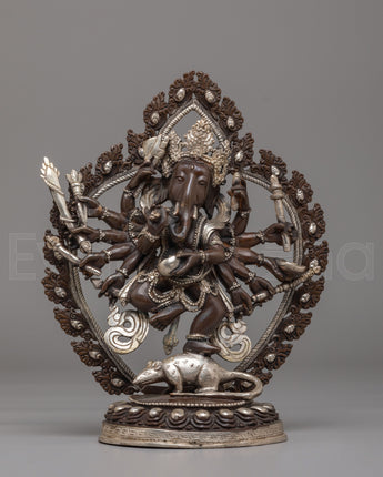 12-Armed Maha Rakta Ganesha Statue