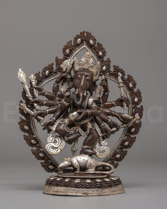 12-Armed Maha Rakta Ganesha Statue