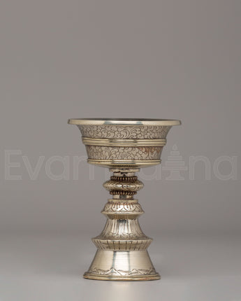 White Metal Offering Butter Lamp