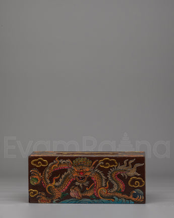 Wooden Dragon Motif Tissue Holder
