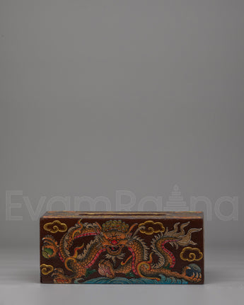 Wooden Dragon Motif Tissue Holder