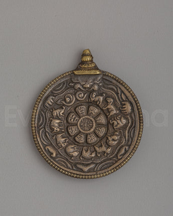 Traditional Tibetan Mirror with Zodiac Motifs