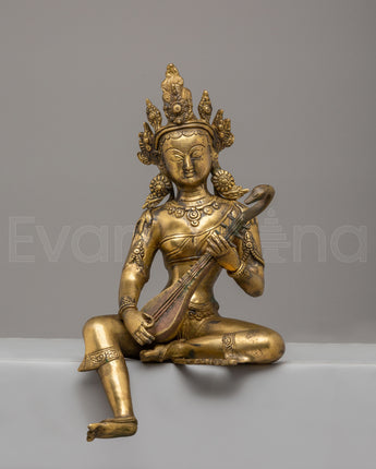 Saraswati Goddess Statue With Veena