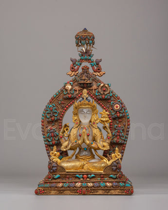 Traditional Chenrezig Statue on Throne