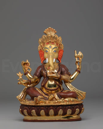 Golden Ganesh Wealth Deity Statue