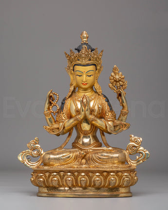 Handcrafted Copper Statue of Chenrezig
