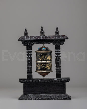 Rotating Tibetan Prayer Wheel for Blessings