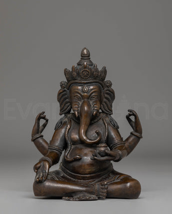 Oxidized Copper Statue of Ganesh