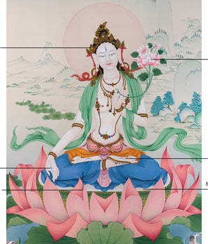 Elegant Dolma Karpo (White Tara) Canvas Print | Seven Eyed Goddess Giclee Artwork