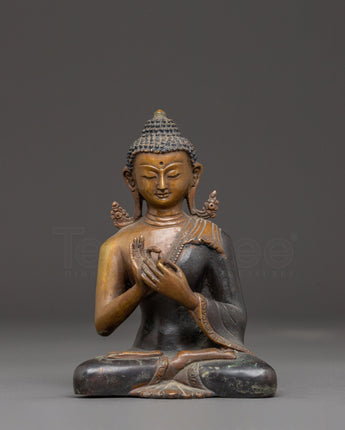Handcrafted Vairocana Oxidized Copper Statue