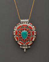 Turquoise coral pendant