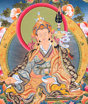 Original Hand-Painted Padmasambhava Guru Rinpoche Thangka Painting | Tibetan Buddhist Wall Hanging Painting