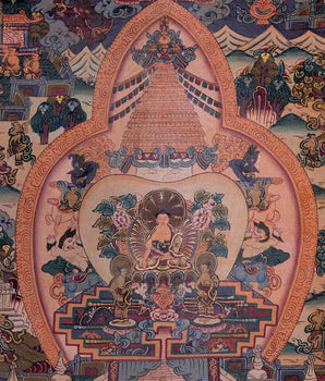Oil Varnished Stupa Mandala Thangka Art | Original Hand-Painted Tibetan Buddhist Painting |