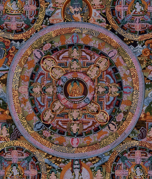 Authentic Hand-Painted Buddha Mandala | Tibetan Thangka Art for Meditation